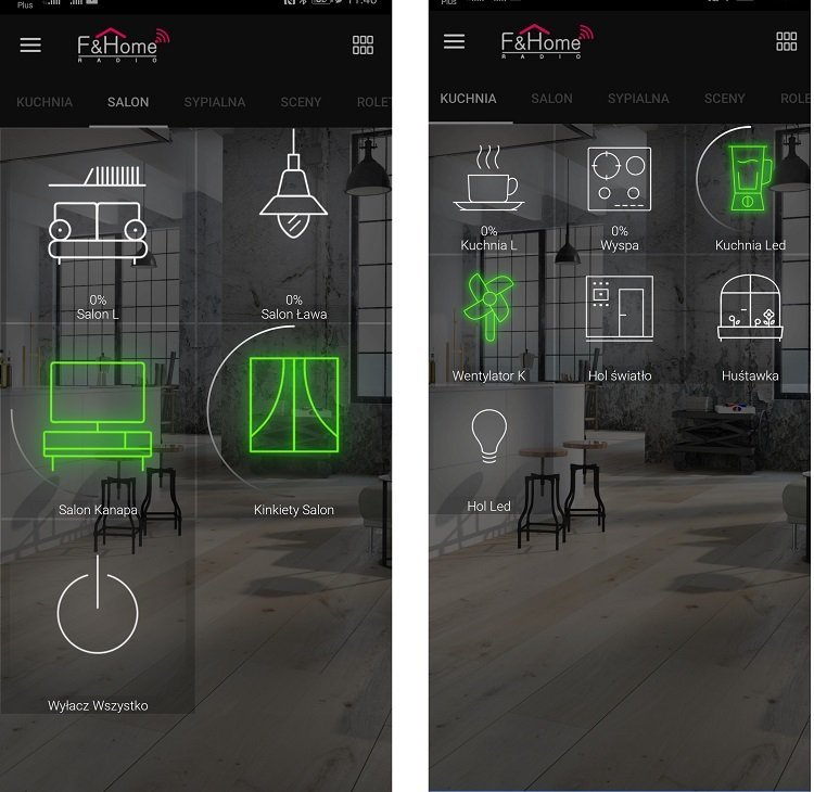 Sterowanie domem – salon i kuchnia