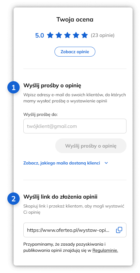 Widok narzędzia do pozyskiwania opinii